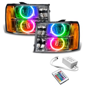 GMC Sierra Headlight Assemblies - ORACLE Lighting - SMD Pre-Assembled, Round Ring Design, ColorSHIFT w/ Simple Controller - `07-`13